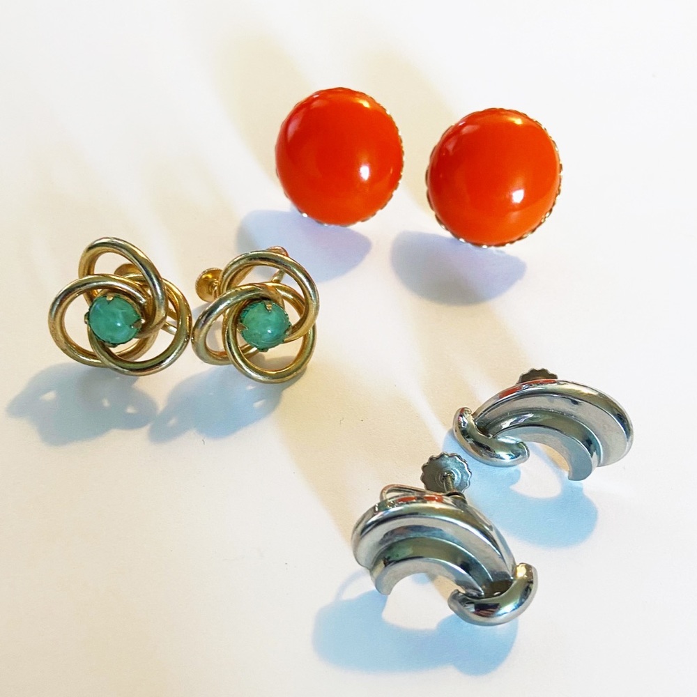 Vintage Coro screw back earring lot 3 sets